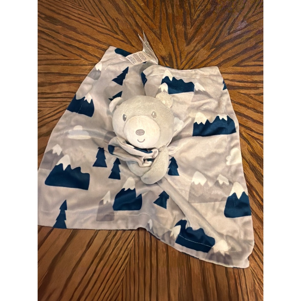 Baby Essentials Bear Security Blanket Mountain Tree Cloud Lovey Blanket